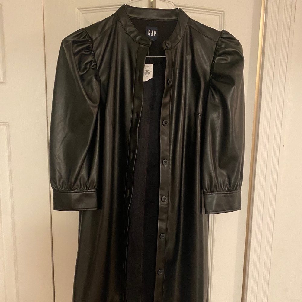 Gap faux leather short dress black